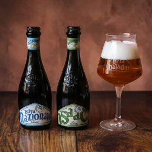 Two bottles of Baladin Birrai authentic Italian beers with official glass
