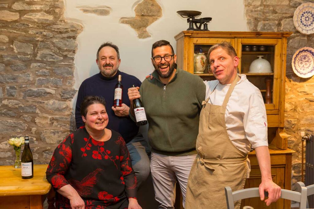 Cinzia and Maurizio Bocchi of La Locanda, and Dario Rinaldi with guest from the Baglio Di Pianetto Estates in Sicily