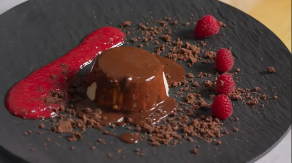 Burrata Semifreddo, a delicious Italian dessert prepared by La Locanda Chef Patron, Maurizio Bocchi